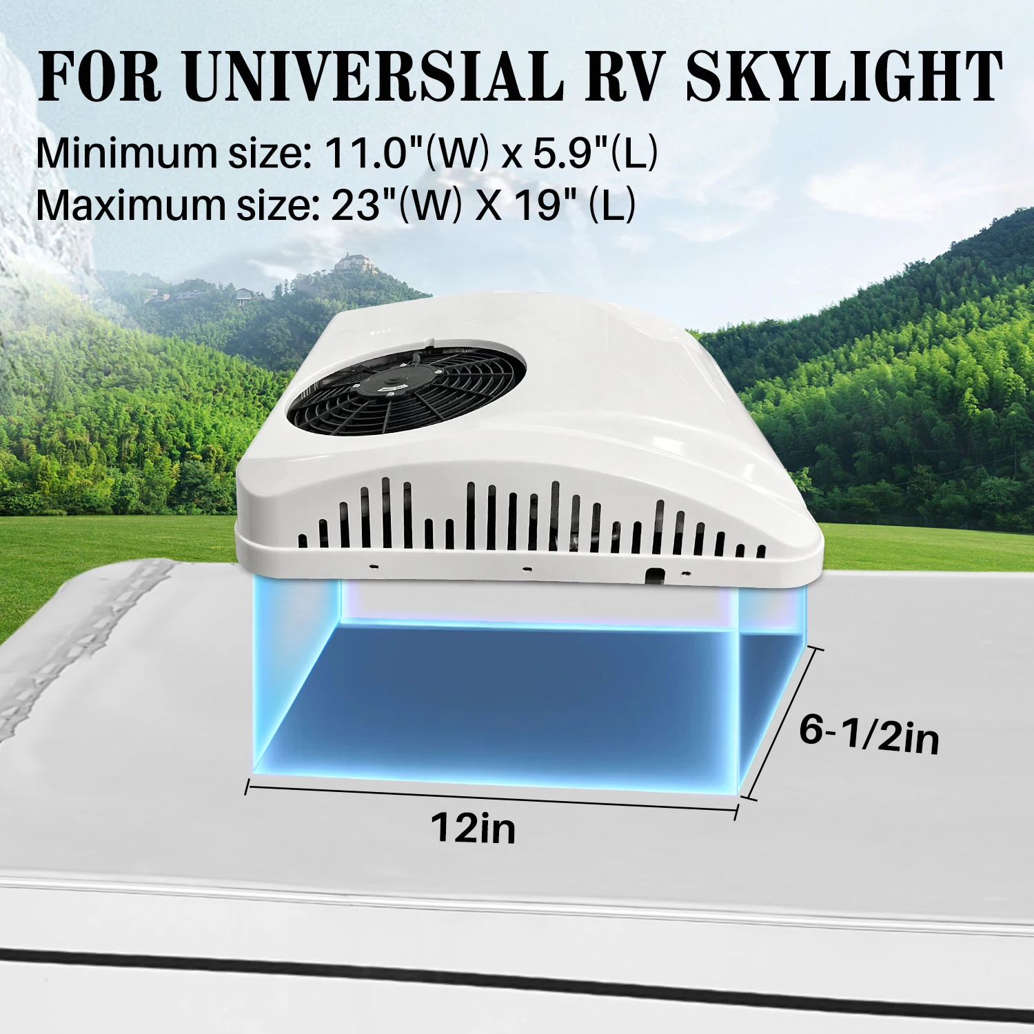 Treeligo 12V Heat&Cool Roof Air Conditioner Electric Cool RV Rooftop Parking AC Unit for Truck Camper Van Caravans Motor Home