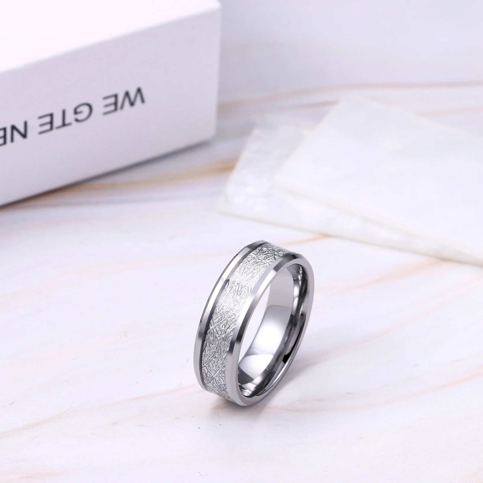 BONISKISS 8mm Comfort Fit Classic Men's Tungsten Carbide Ring Wedding Promise Band Men Wedding Promise Ring Valentine's Day Gift