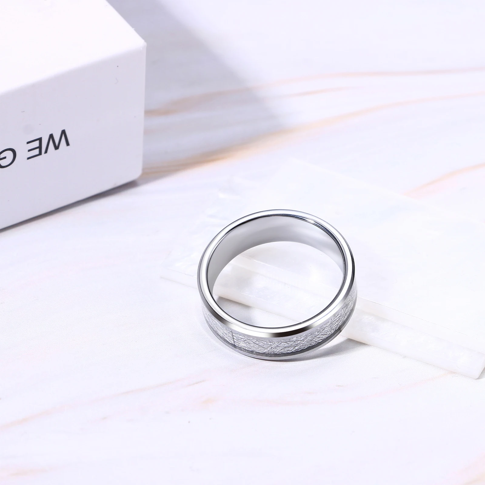 BONISKISS 8mm Comfort Fit Classic Men's Tungsten Carbide Ring Wedding Promise Band Men Wedding Promise Ring Valentine's Day Gift