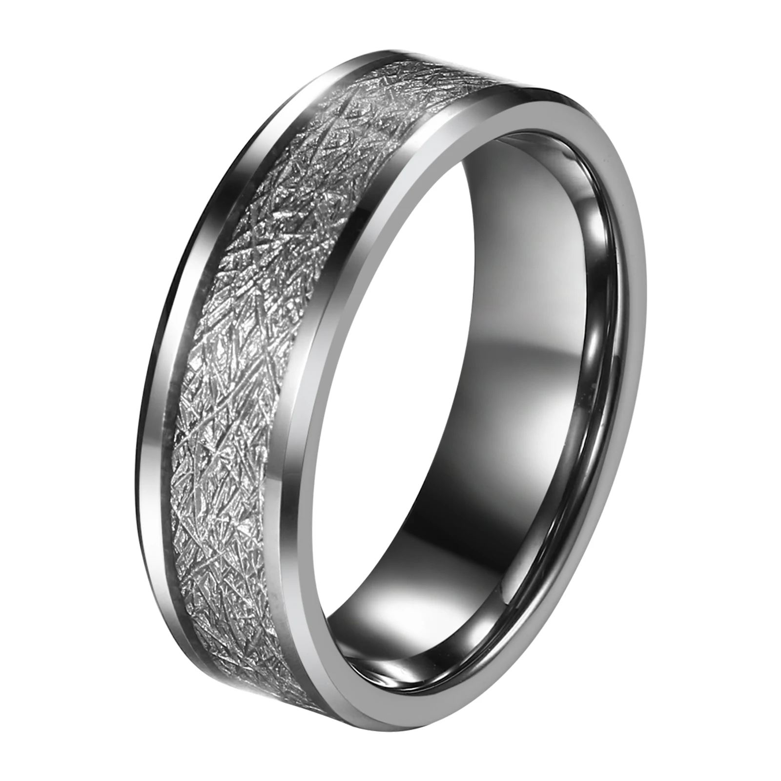 BONISKISS 8mm Comfort Fit Classic Men's Tungsten Carbide Ring Wedding Promise Band Men Wedding Promise Ring Valentine's Day Gift