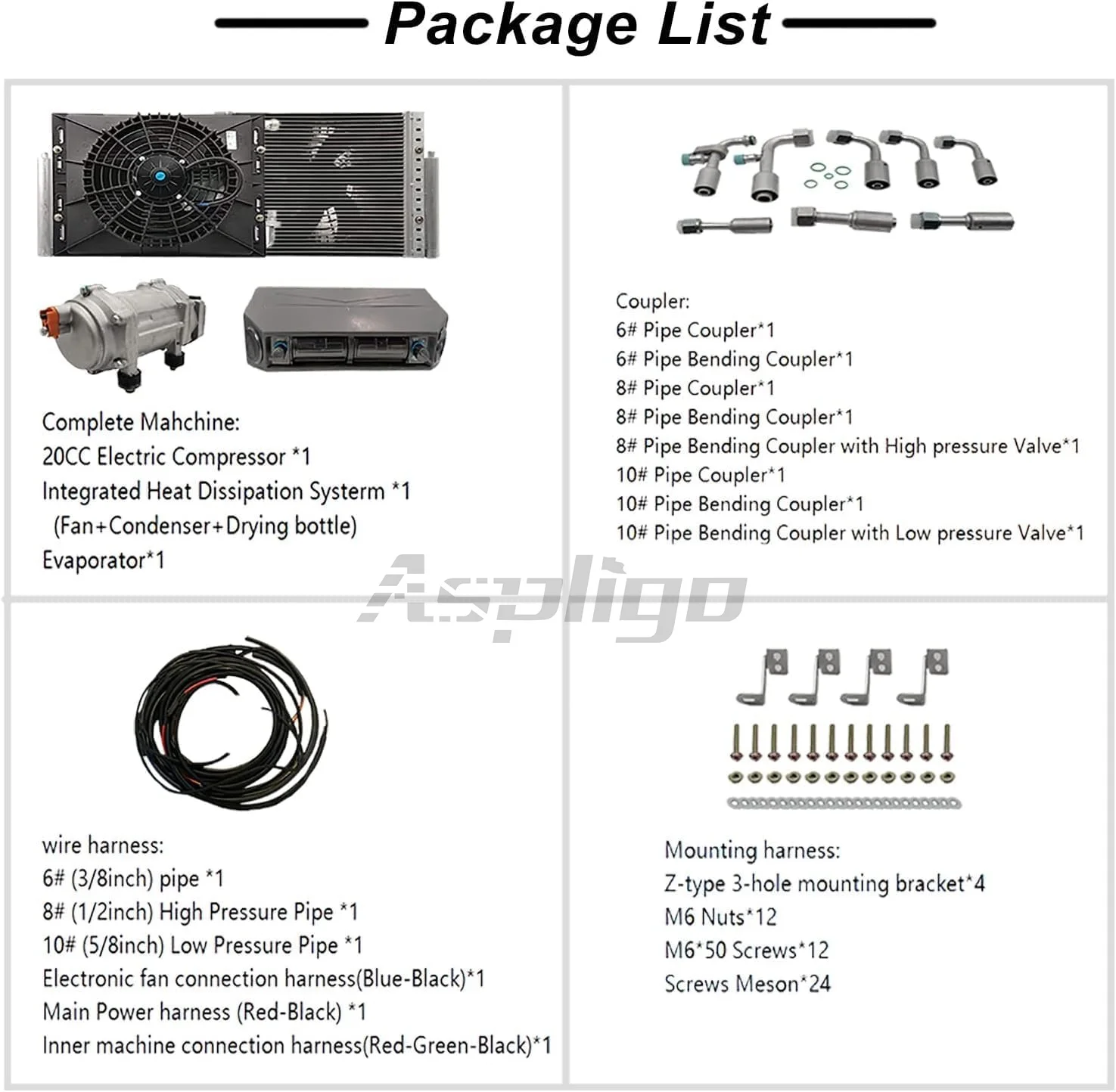 Aspligo Car Electric Air Conditioner 12v 24v Heat and Cool Universal Truck Bus Camper Van Compressor Underdash Air Conditioning