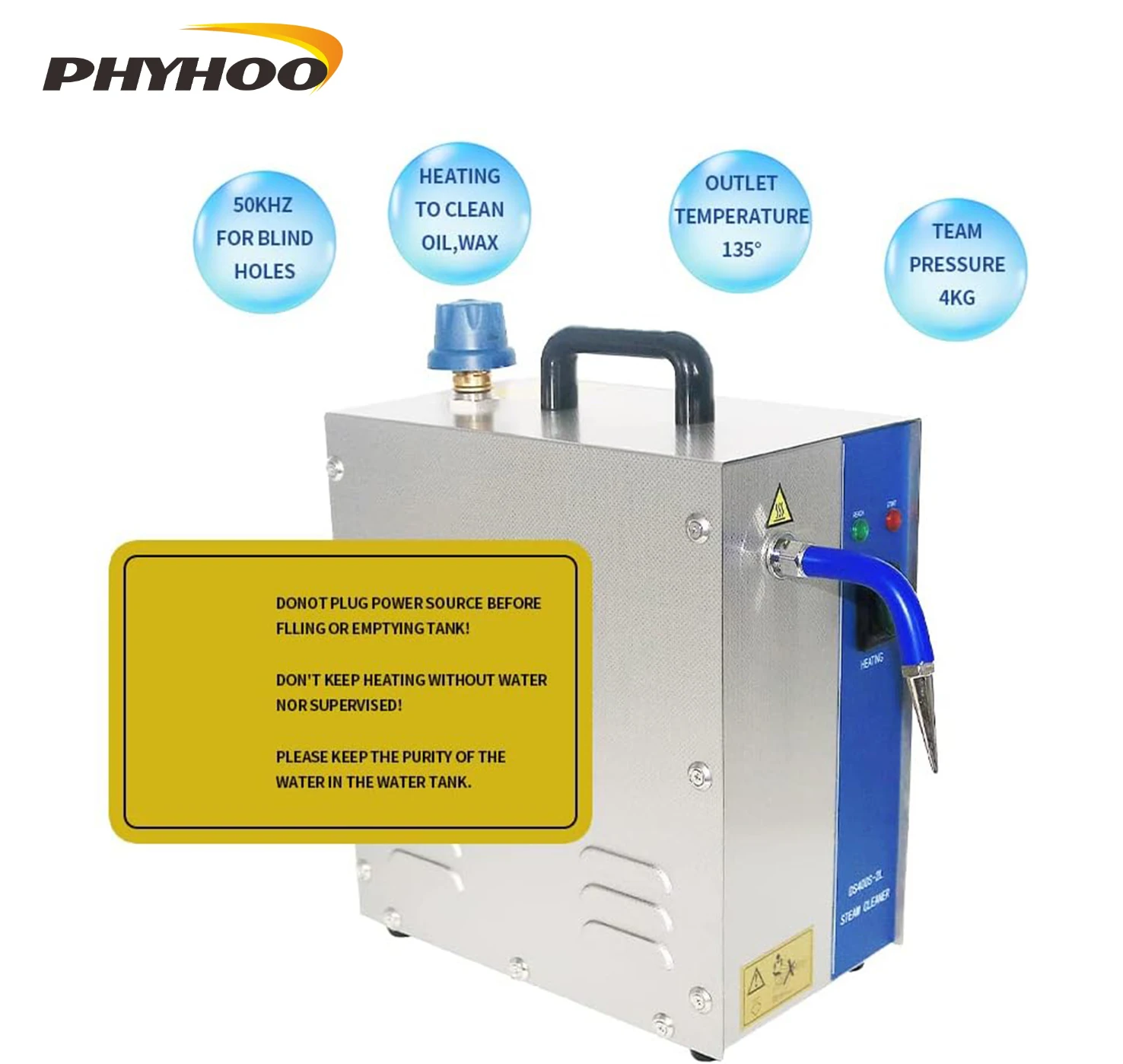 PHYHOO 2L Stainless Steel Jewelry Steam Cleaner Gem Washer Gold Silver Jewelry Steam Cleaning Machine Goldsmith Equipment Tools