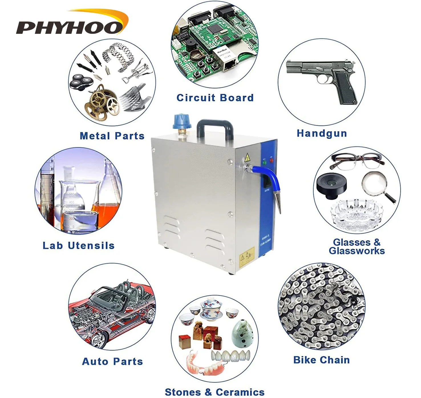 PHYHOO 2L Stainless Steel Jewelry Steam Cleaner Gem Washer Gold Silver Jewelry Steam Cleaning Machine Goldsmith Equipment Tools