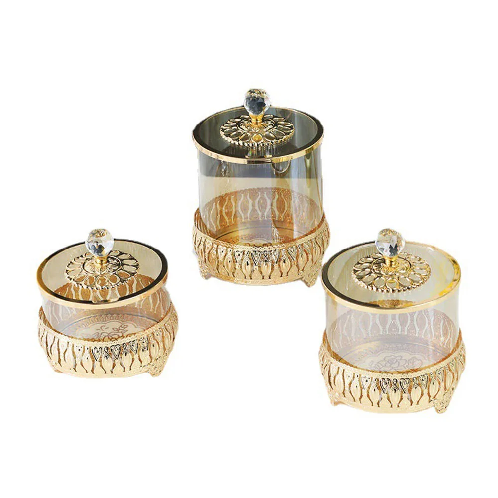 Luxury Style Gold Crystal Glass with Lid Decorative Storage Jar American European Coffee Table Candy Jar Decorative Ornaments