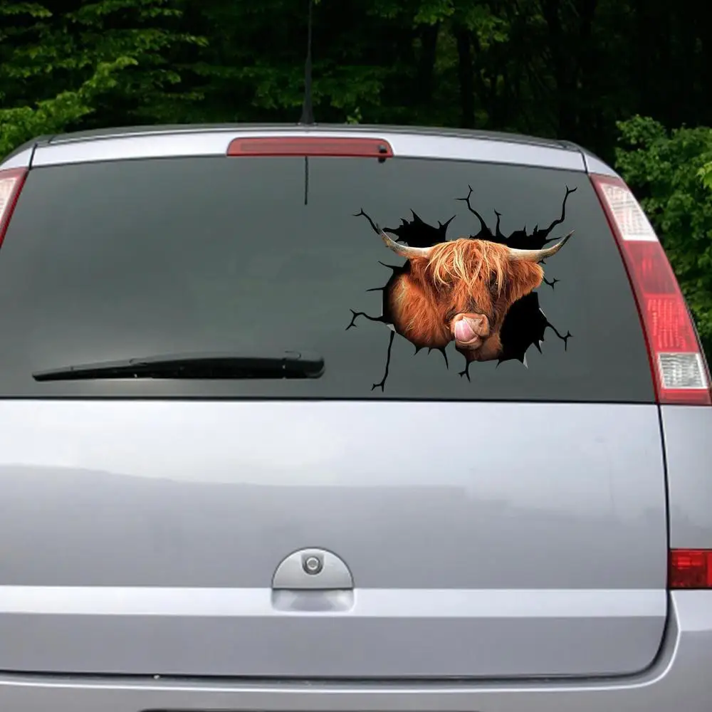 Farm Animal Stickers 3D Simulation Highland Cow Stickers Funny Reusable Cow Print Room Decor For Trucks Windows Bathrooms Cars
