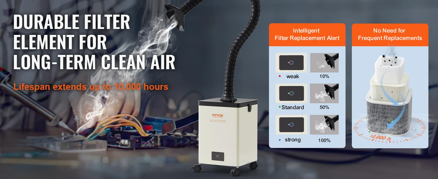 SucceBuy Fume Extractor 100W/150W Soldering Smoke Extractor with 3-Stage Filters Strong Suction Purifier for Engraving Welding