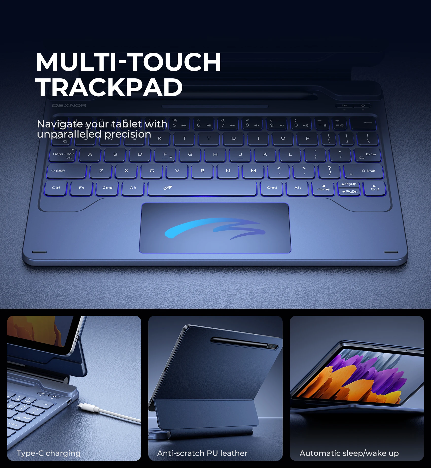 DEXNOR Magnetic Keyboard For Samsung Galaxy Tab S9 11/ Tab S9 FE 10.9 Floating Cantilever Stand Multi-Touch Trackpad Pen Holder