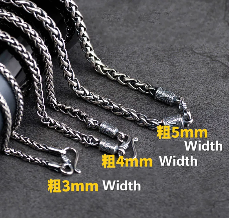 S925 Metal Making 3mm,4mm,5mm Dragon Keel Chain as Men Gift and with Wood Box