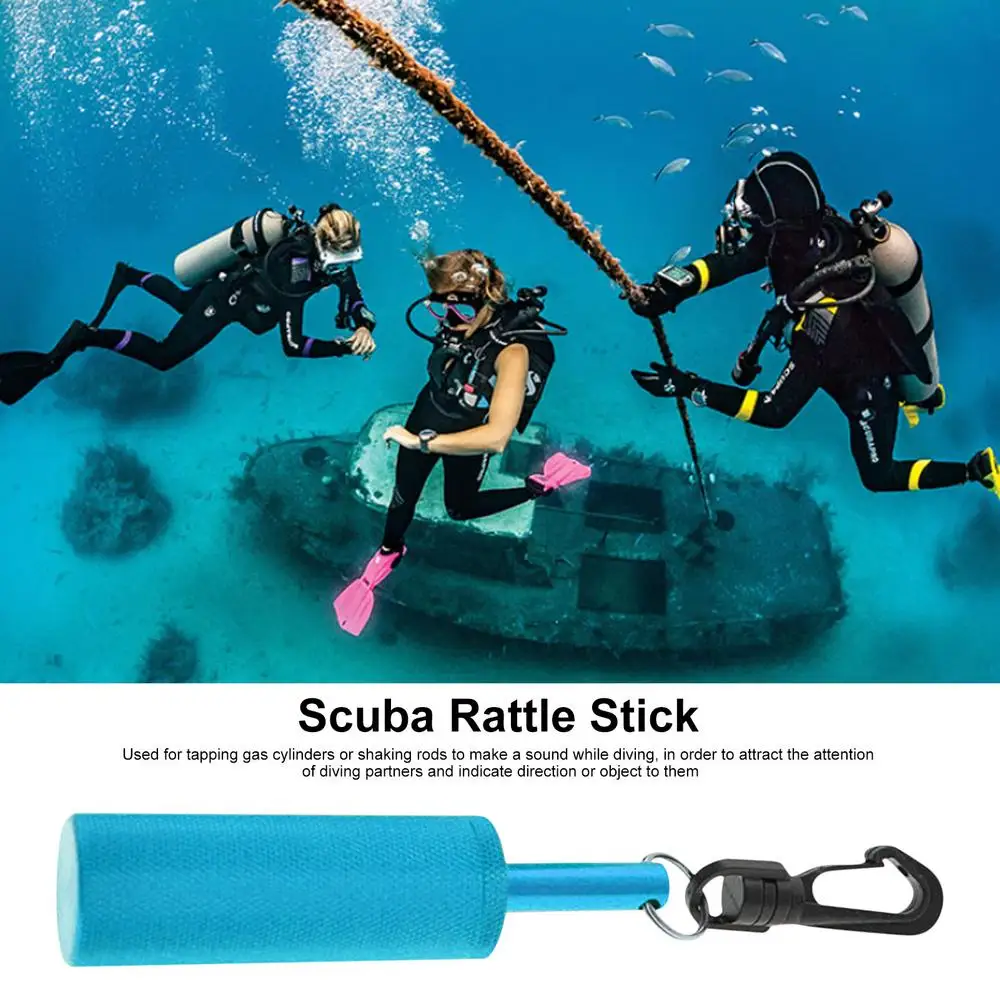 Scuba Rattle Underwater Shaker Aluminum Alloy diving rattle with Clip Noise Maker Signal Bell Diving Stick Communication Device