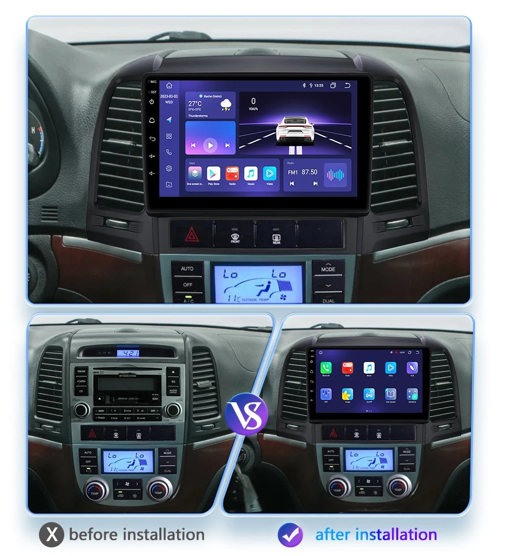 Hizpo Car Radio For Hyundai Santa Fe 2007 2006-2012 Multimedia Navigation 2 Din Android 2din Autoradio CarPlay Stereo Head Unit