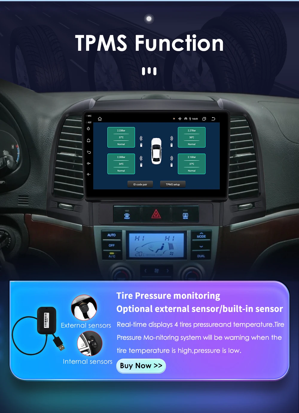 Hizpo Car Radio For Hyundai Santa Fe 2007 2006-2012 Multimedia Navigation 2 Din Android 2din Autoradio CarPlay Stereo Head Unit