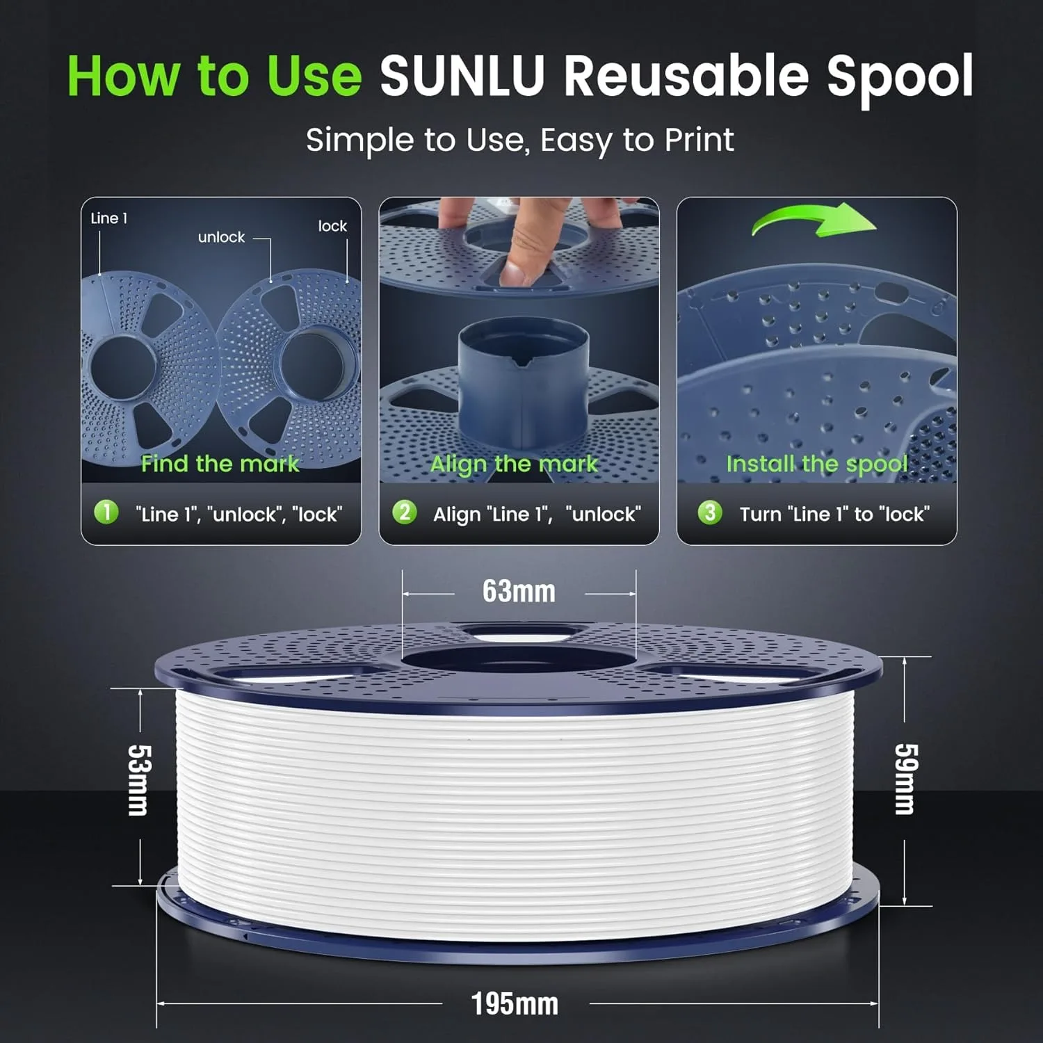 SUNLU 1KG PLA 3D Printer Filament 1.75mm Neatly Wound 3D Printing Filament Fit Most FDM 3D Printers, 1kg Spool (2.2lbs)