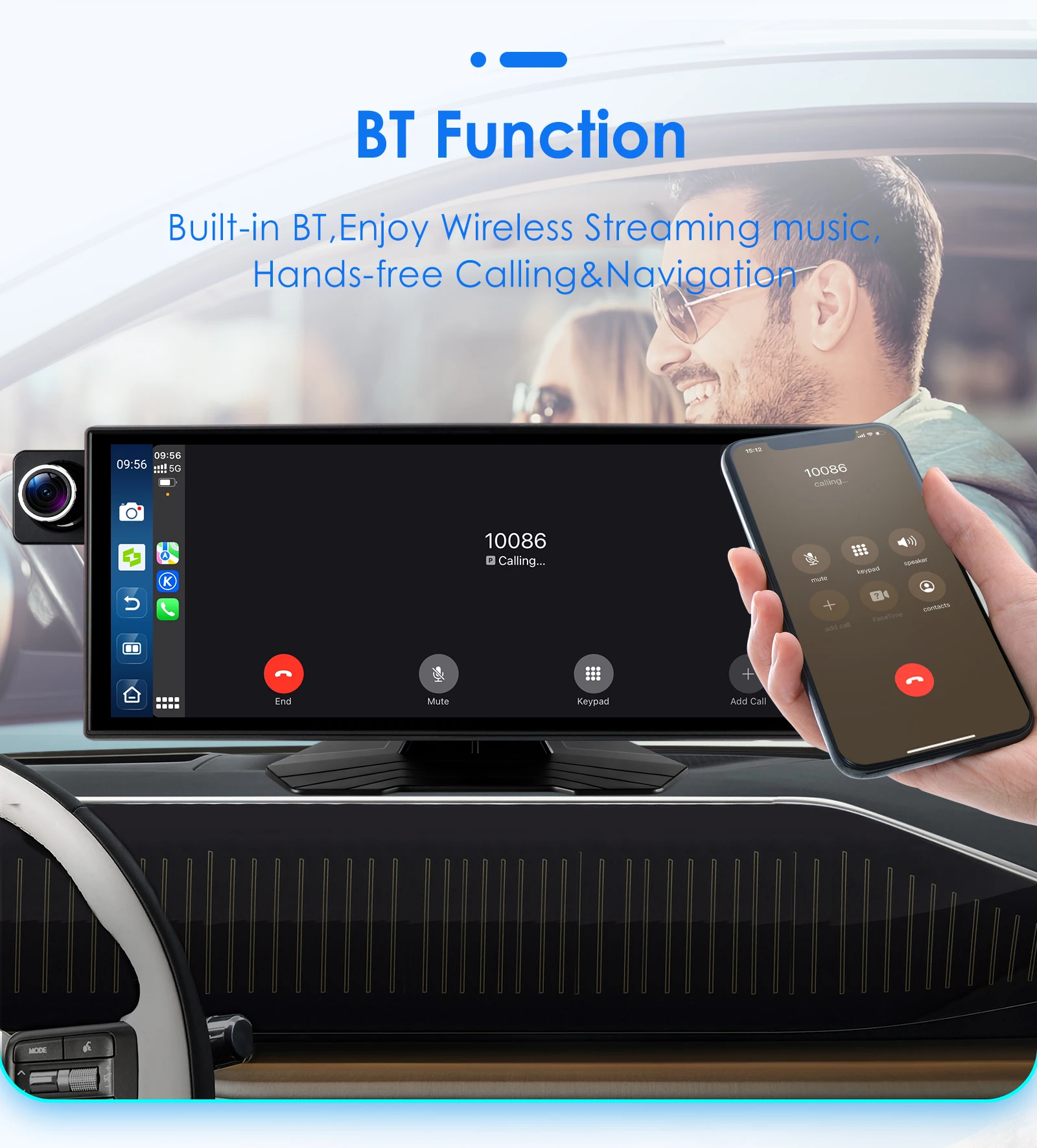 Hizpo Rotatable Adjustable Monitor Universal Car Radio Multimedia Video Player Wireless Carplay Wireless Android Auto FM BT AUX