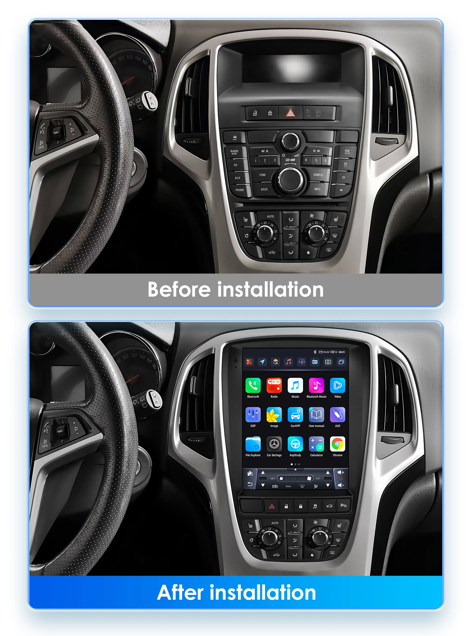 Hizpo 9.7" Car Radio for Opel Astra J Buick Verano 2009 - 2015 Vertical Screen Multimedia Player 2 Din GPS Carplay Auto Stereo