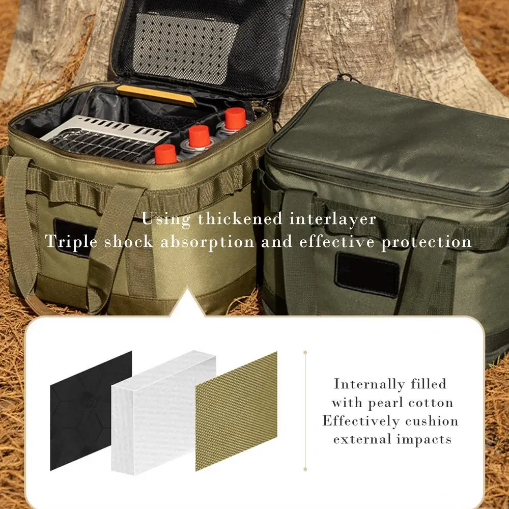 10L Outdoor Camping Gas Tank Storage Bag Large Capacity Ground Nail Tool Bag Gas Canister Picnic Cookware Utensils Bag Handbag
