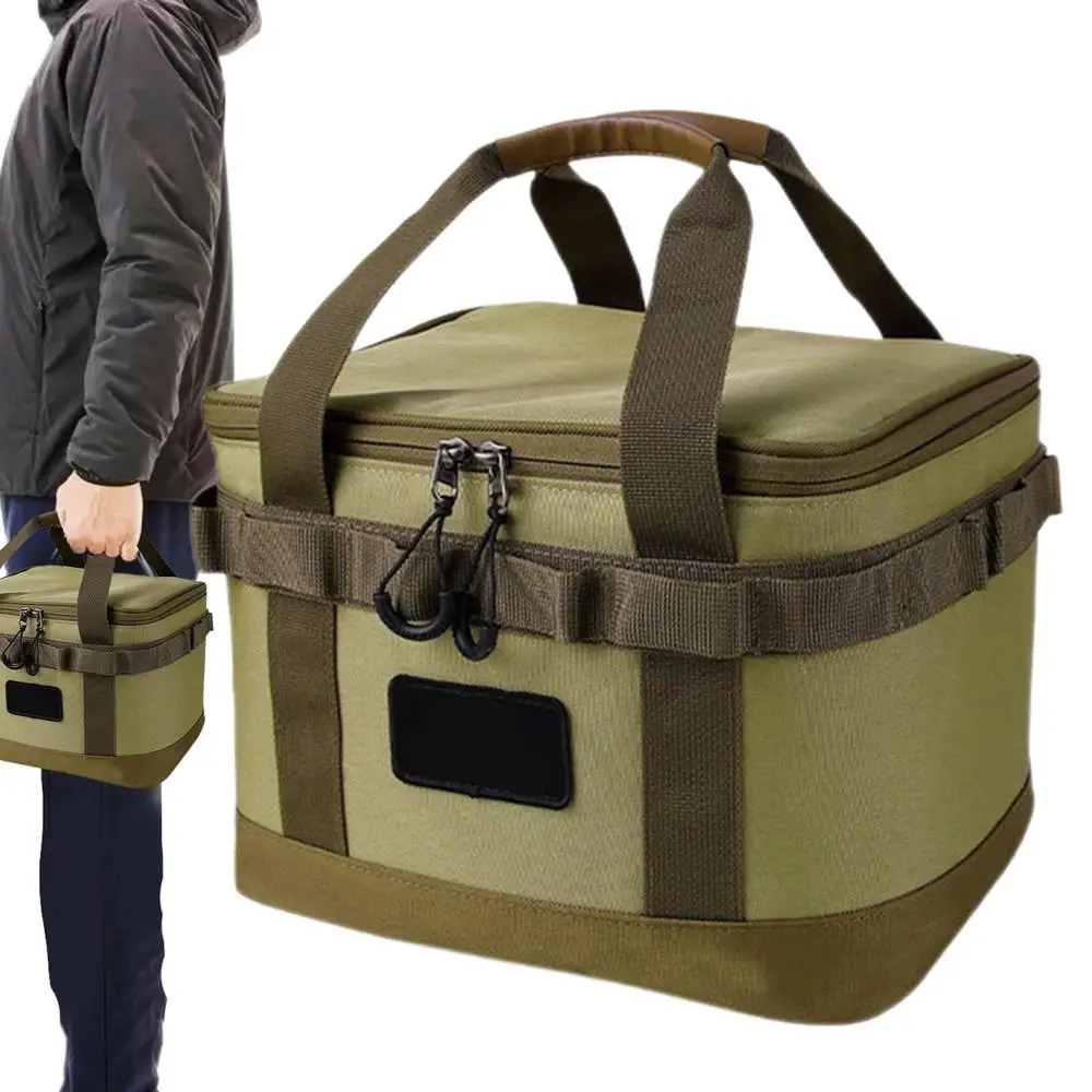 10L Outdoor Camping Gas Tank Storage Bag Large Capacity Ground Nail Tool Bag Gas Canister Picnic Cookware Utensils Bag Handbag