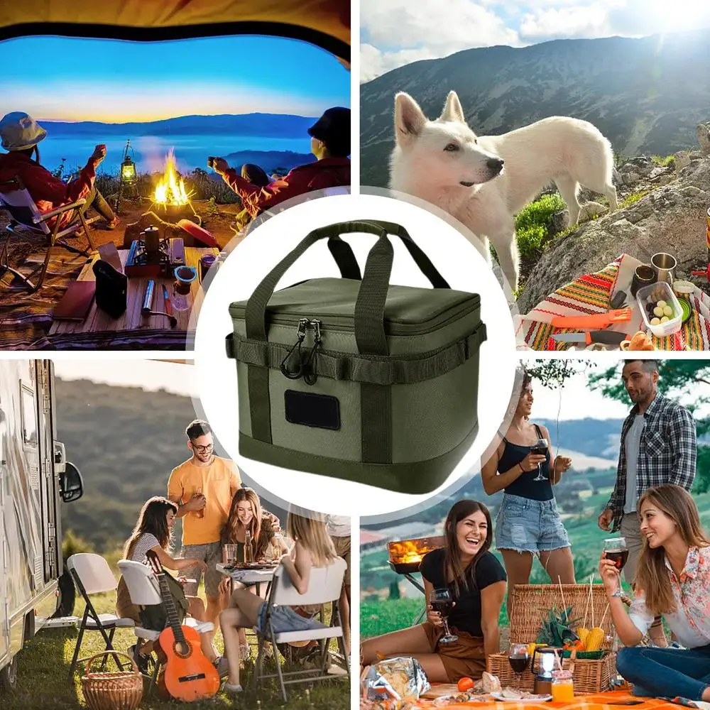 10L Outdoor Camping Gas Tank Storage Bag Large Capacity Ground Nail Tool Bag Gas Canister Picnic Cookware Utensils Bag Handbag