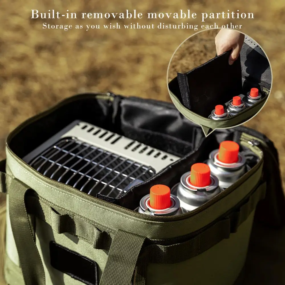 10L Outdoor Camping Gas Tank Storage Bag Large Capacity Ground Nail Tool Bag Gas Canister Picnic Cookware Utensils Bag Handbag