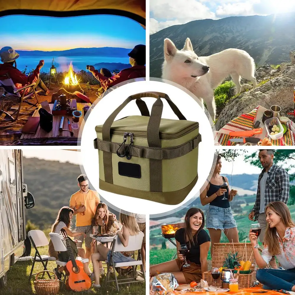 10L Outdoor Camping Gas Tank Storage Bag Large Capacity Ground Nail Tool Bag Gas Canister Picnic Cookware Utensils Bag Handbag
