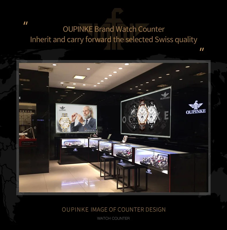 OUPINKE 3189 Men's Watch Top Luxury Brand Automatic Mechanical Watch Fashion Leather Waterproof Sapphire Mirror Moon Men's Watch
