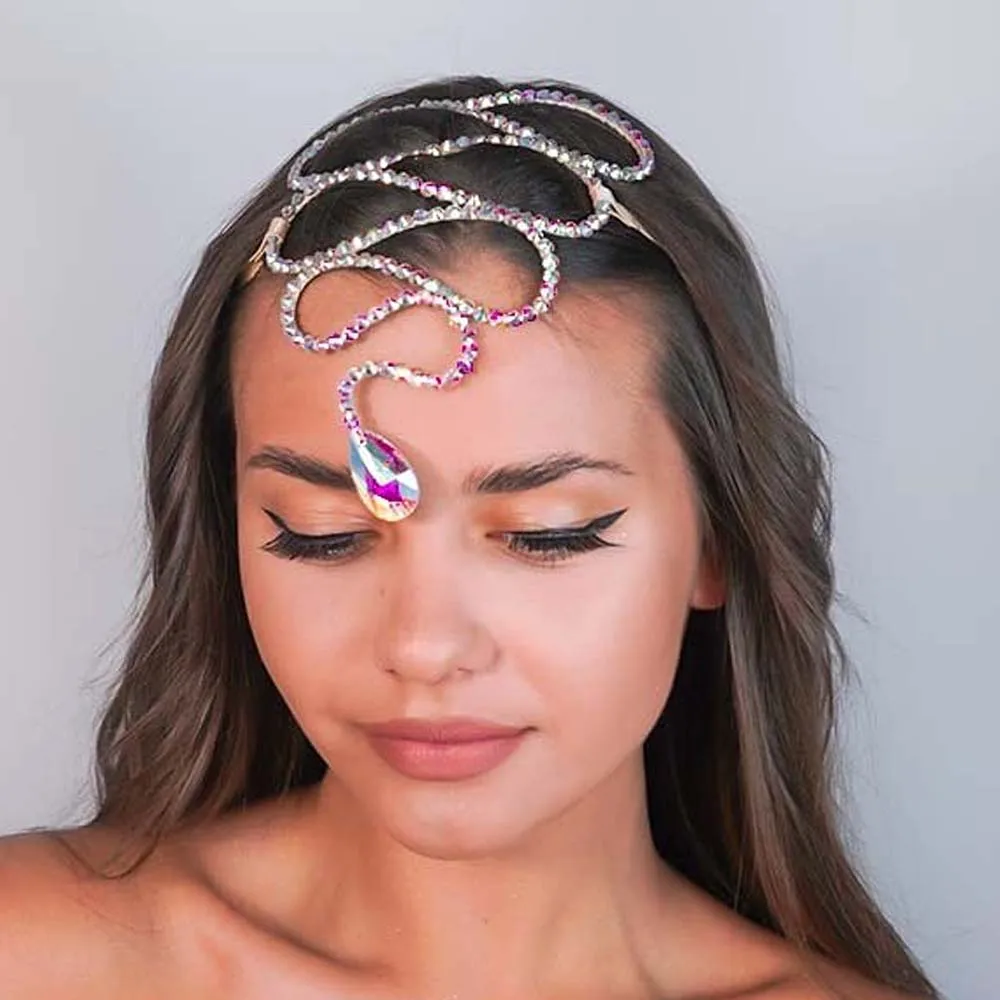 Stonefans Snake Tiara Crowns Ehinestone Diadem Belly Dance Ballroom Hairpiece Crystal Headpiece Wedding Bridal Costume Jewellery