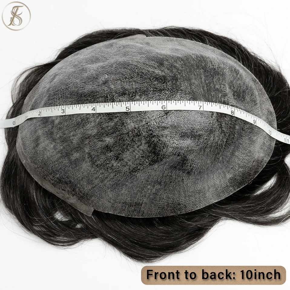 TESS Toupee Men 0.1mm PU Base Wig Man 75g Natural Hair Wig 100% Male Replacement System Prothesis Invisible Brazil Hairpiece