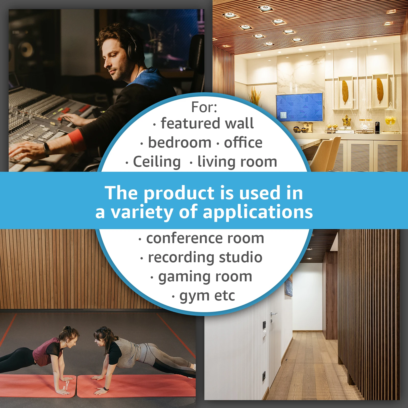 Art3d Wood Slat Acoustic Panels for Stylish Decor and Noise Reduction, 3D Textured Panel for Ceiling and Wall, Samples Pack