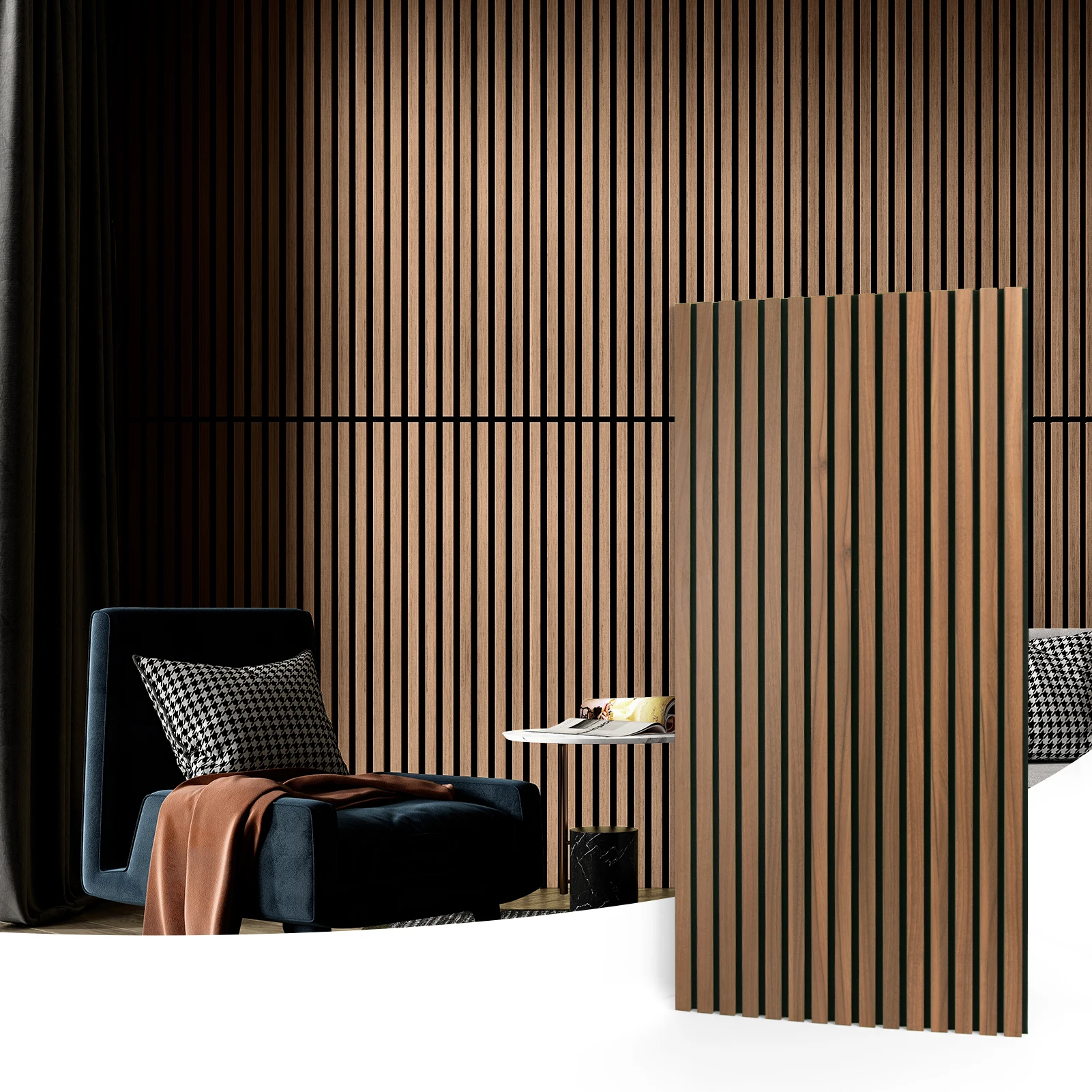 Art3d Wood Slat Acoustic Panels for Stylish Decor and Noise Reduction, 3D Textured Panel for Ceiling and Wall, Samples Pack
