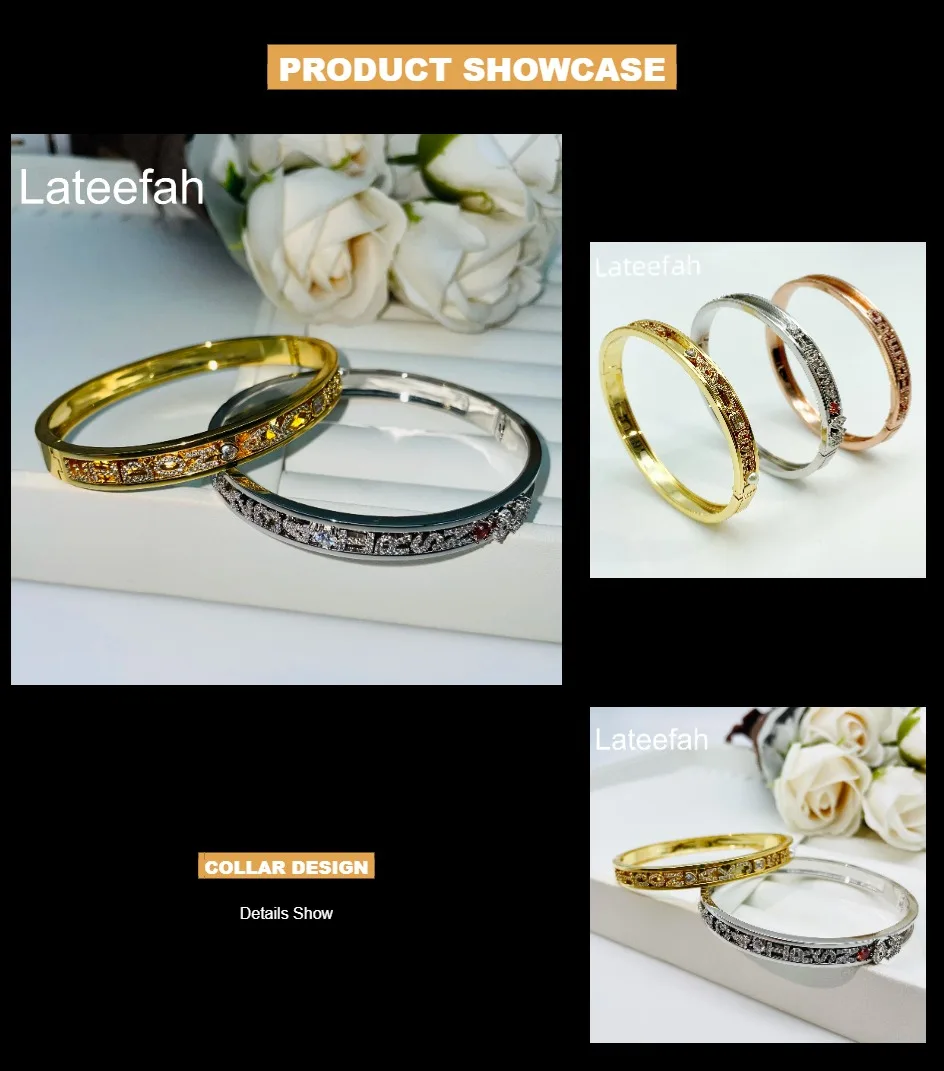 Lateefah Personality Slider Bangle Roman Numeral Women Bangle Sliding Zircon Letters Symbol Number Charms Accessories