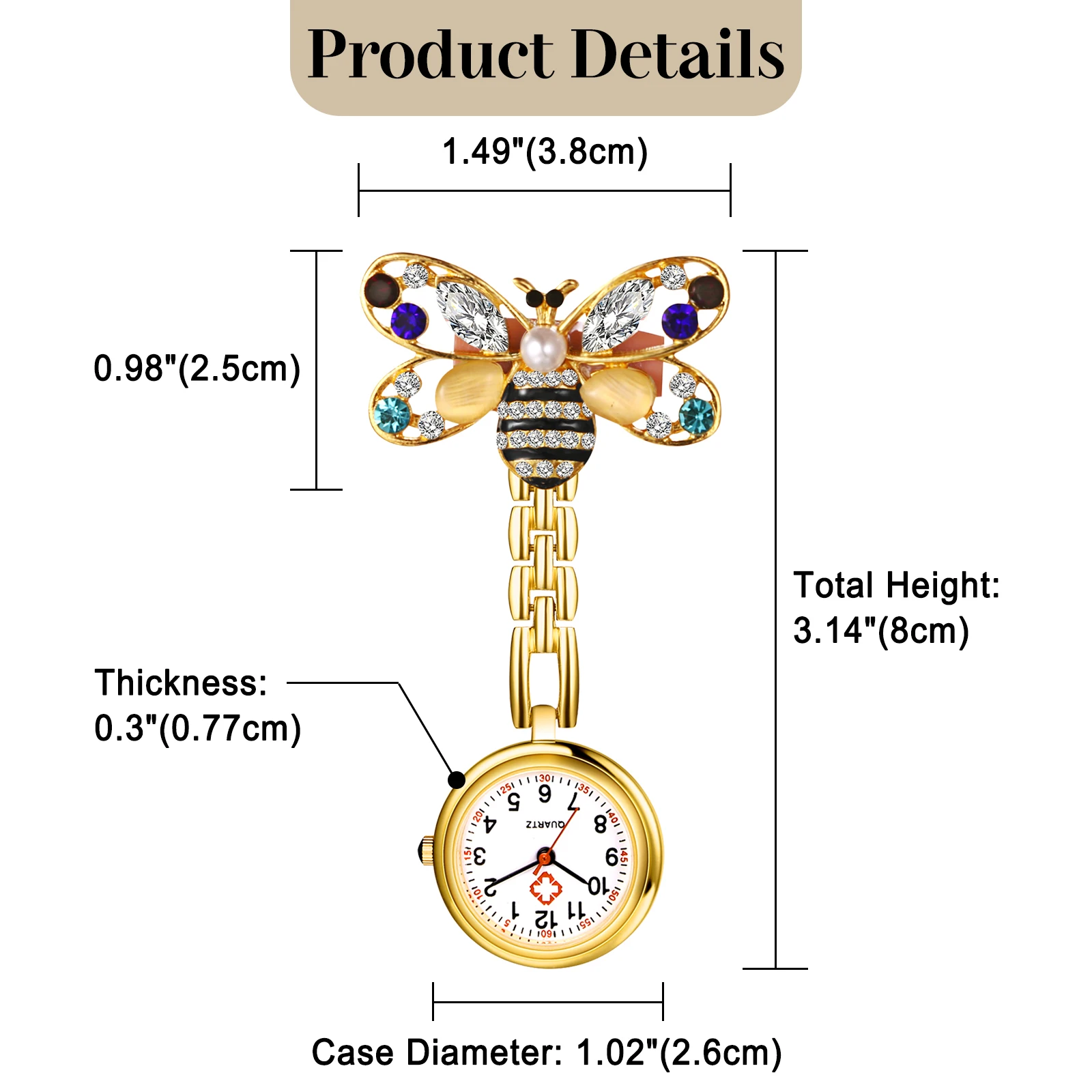 LANCARDO High Definition Easy-to-Read Digital Nurse Watch Honeybee Decorative Medical Auxiliary Watch Work for Men and Women