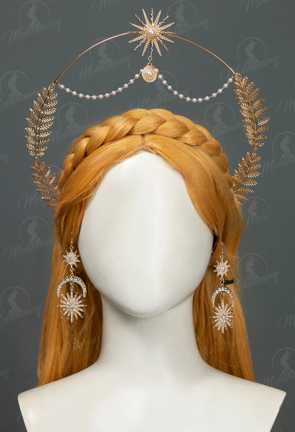 MICCOSTUMES Women's Princess Cosplay Wig and Accessory Hair Crown Headwear and Earrings