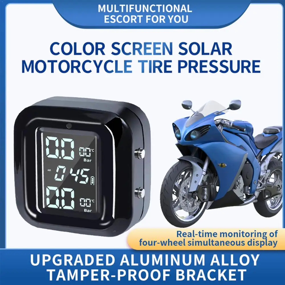 Tire Pressure Monitor Waterproof Motorcycle TPMS System High Precision LCD Display Real-time Monitoring Motorcycle Accessories