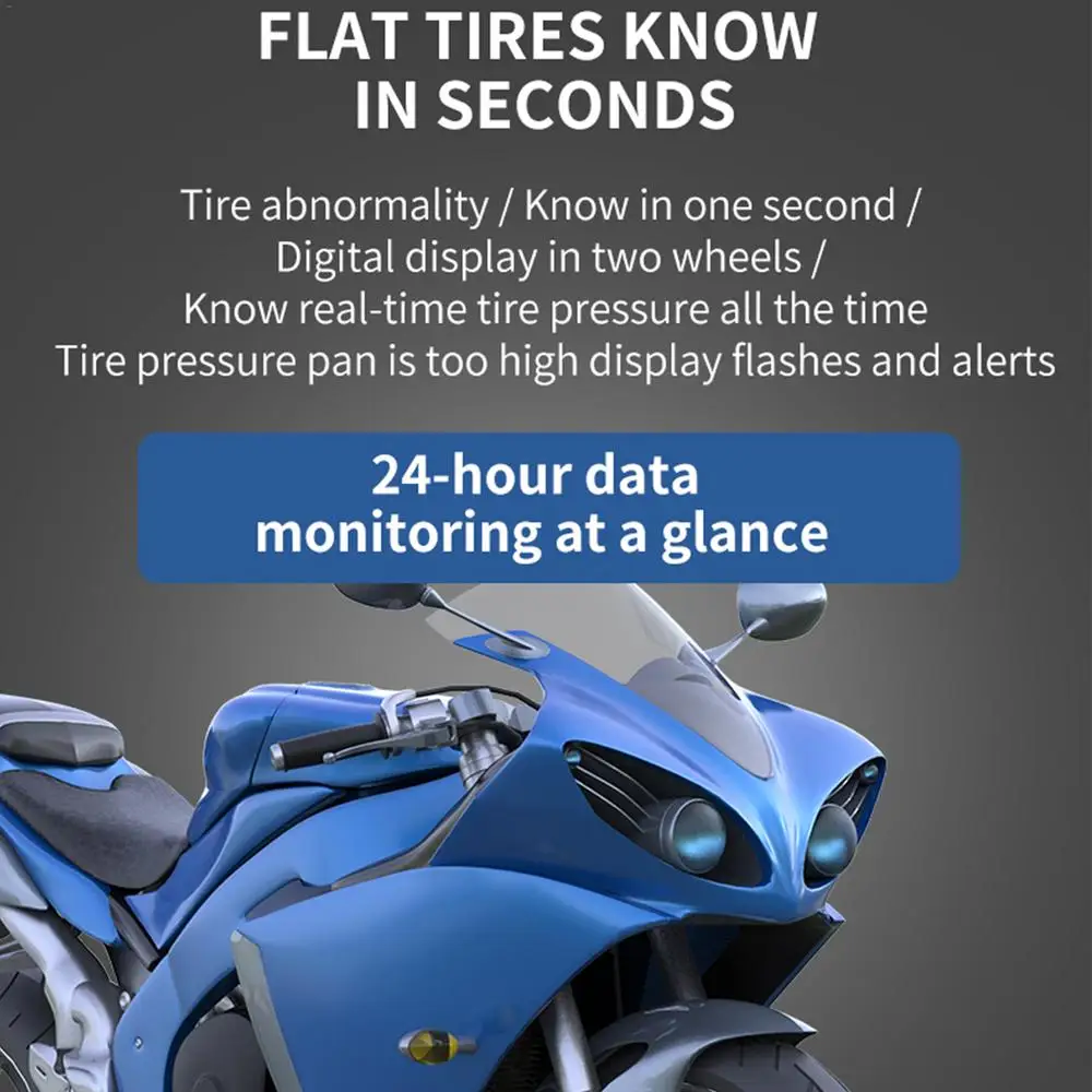 Tire Pressure Monitor Waterproof Motorcycle TPMS System High Precision LCD Display Real-time Monitoring Motorcycle Accessories