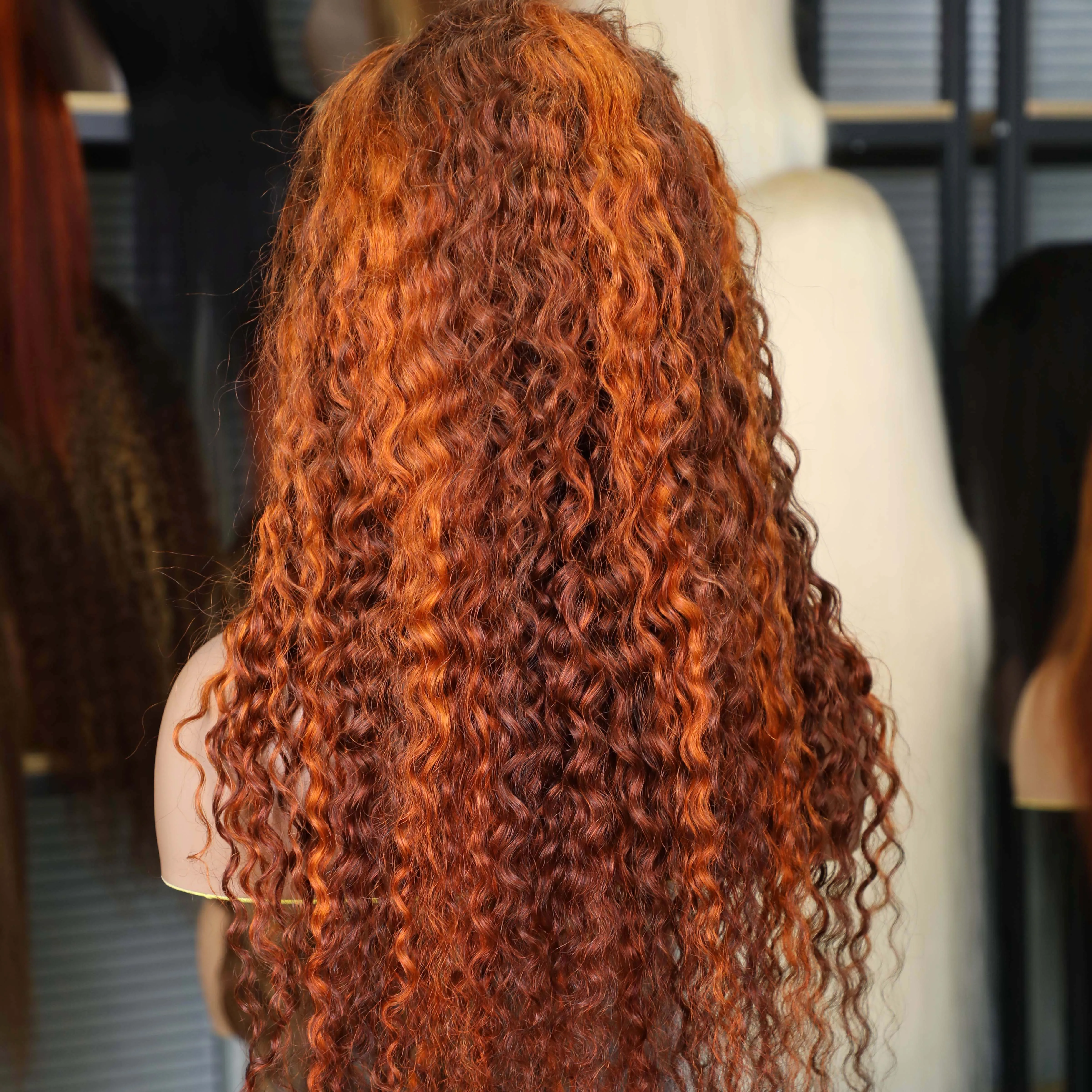 4/350 Highlight Water Wave 13x6 HD Lace Frontal Wigs 200% Ombre Ginger Human Hair Wig Color Deep Curly Wigs 13x4 Lace Front Hair