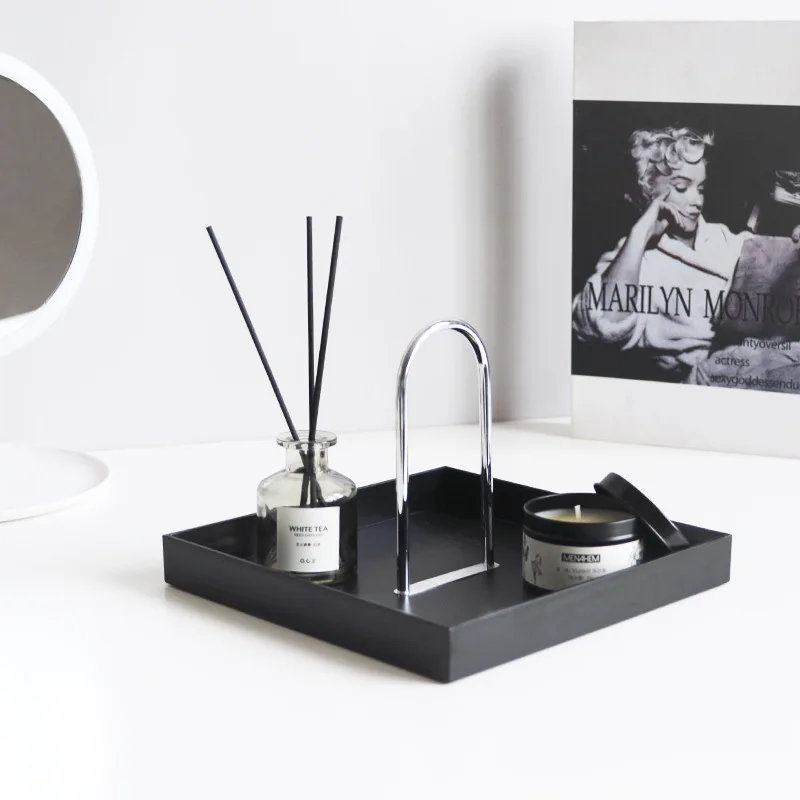 Tray Storage Desk Organizer Table Decorate Cosmetics Jewelry Sundries Display Makeup Bedroom Round Solid Color Storage organizer
