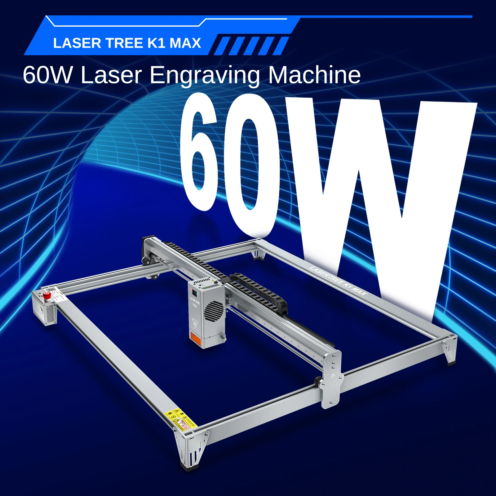 LASER TREE K1MAX Laser Engraver with 60W Laser Module and Air Pump Honeycomb Panel Engraving Cutting Machine Working Area 80x60
