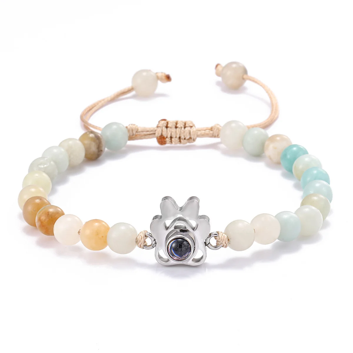 Beaded Personalized Photo Projection Bracelet Custom Photo Dog Paw Bracelet Pet Photo Necklace Cat PawPendant Commemorative Gift