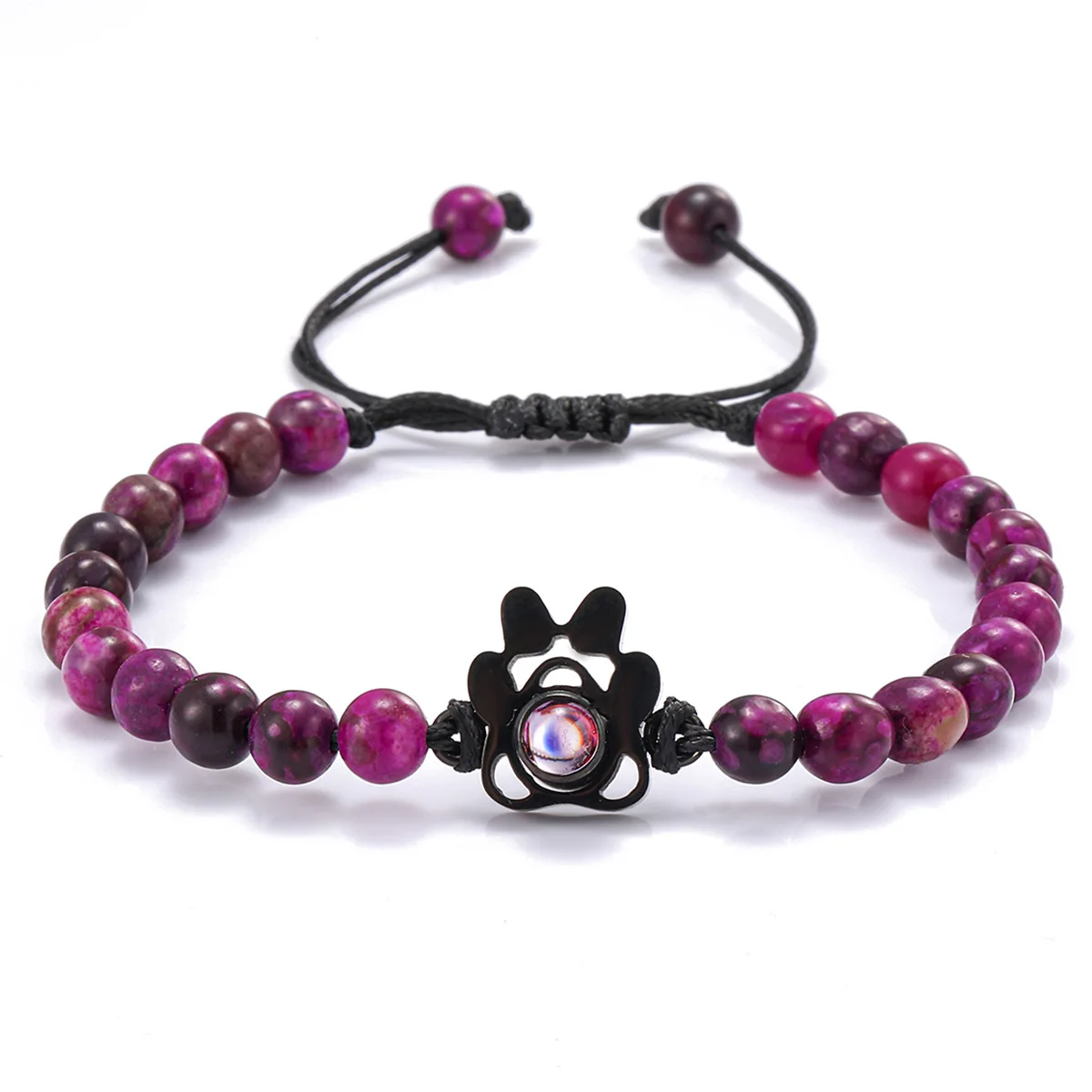 Beaded Personalized Photo Projection Bracelet Custom Photo Dog Paw Bracelet Pet Photo Necklace Cat PawPendant Commemorative Gift