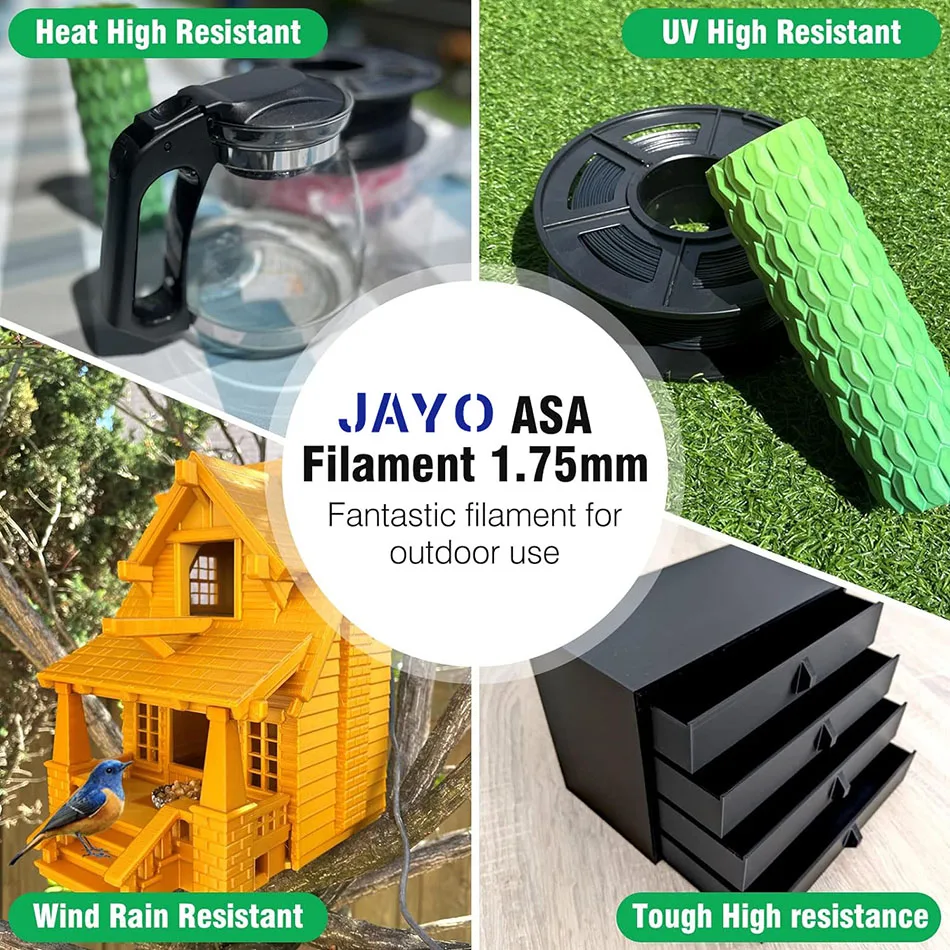 JAYO ASA / ABS Filament 1.75mm 1KG/Roll Low Temteratue Easy ABS 3D Printer Filament High Toughness 3D Printer Filament