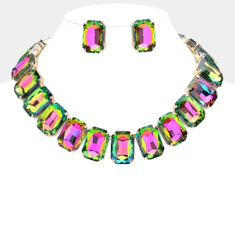 Stonefans AB Color Necklace and Earring for Women Rhinestone Rhinestone Choker Dubai Fashion Wedding Jewelry Sets Bridemaids