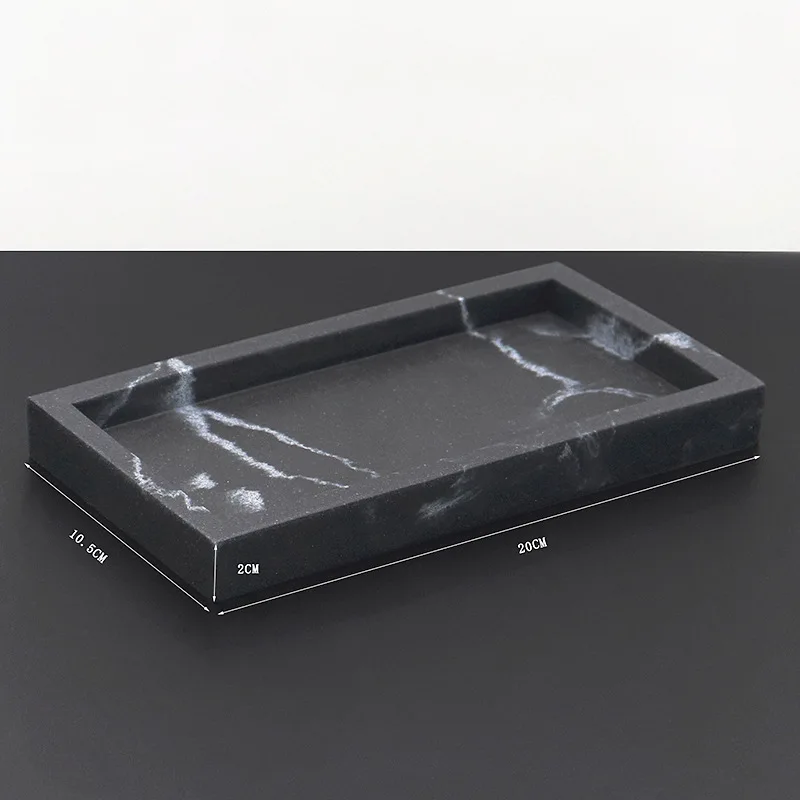 Bathroom Tray Rectangular Marble Texture Storage Tray Home Decor Household Kitchen Accessories Resin 20x10.5x2cm
