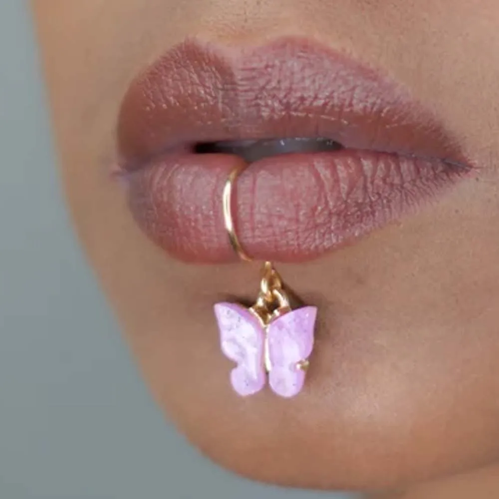 Stonefans New Butterfly Lip Cuff No Piercing Needed Fake Lip Ring Body Jewelry Sexy Fashion Rhinestone Lip Studs Party Gift Rave