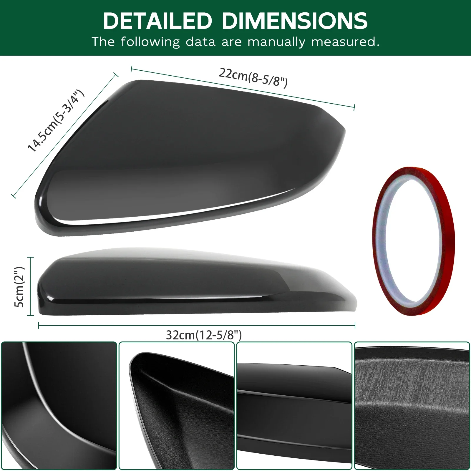 Fit For Honda Accord 10th 2016-2021 Black Side Wing Mirror Cover Rearview Mirror Cover Cap Trim Car Replacement External Parts