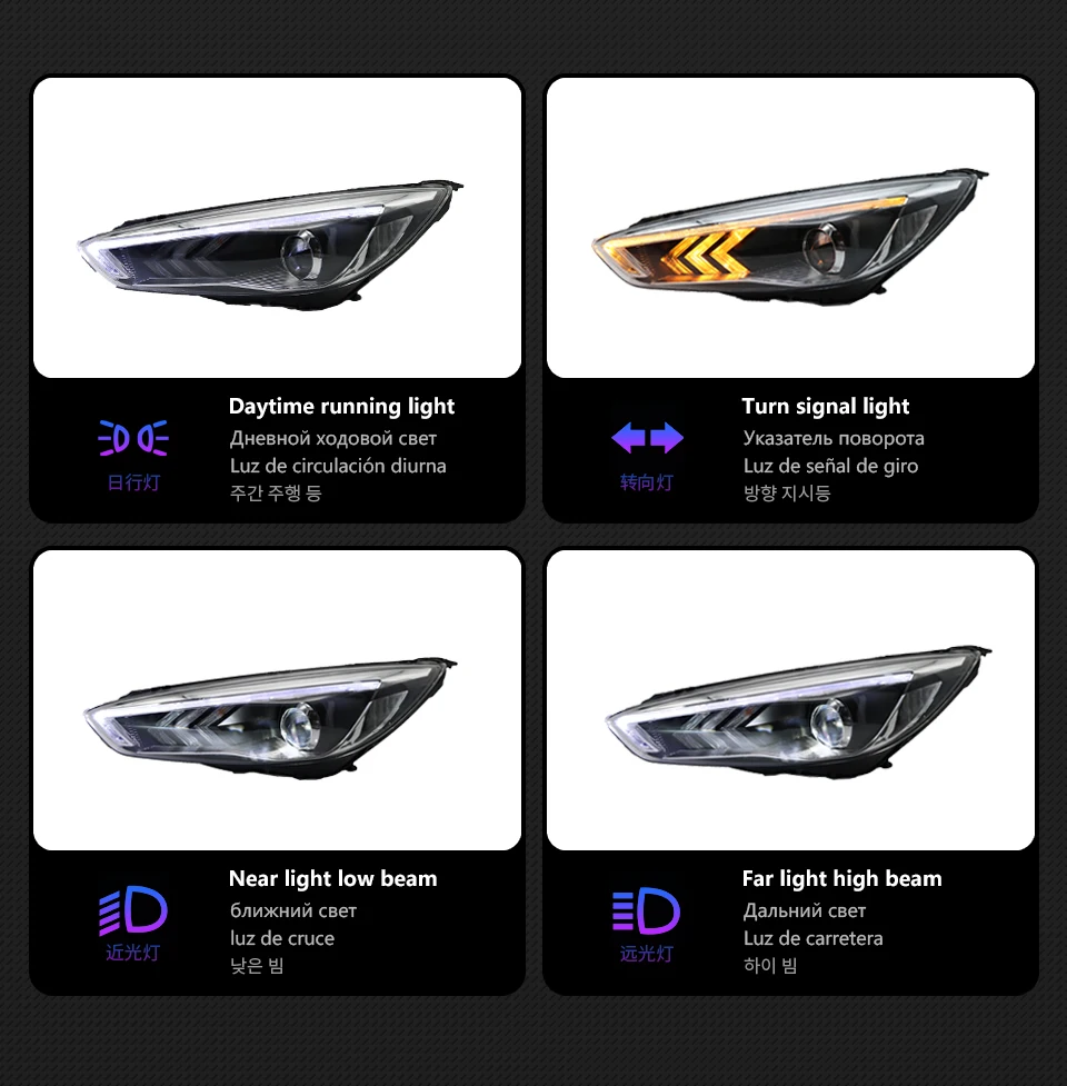 AKD Head Lamp for Ford Focus LED Headlight 2015-2018 Headlights Focus DRL Turn Signal High Beam Angel Eye Projector Lens