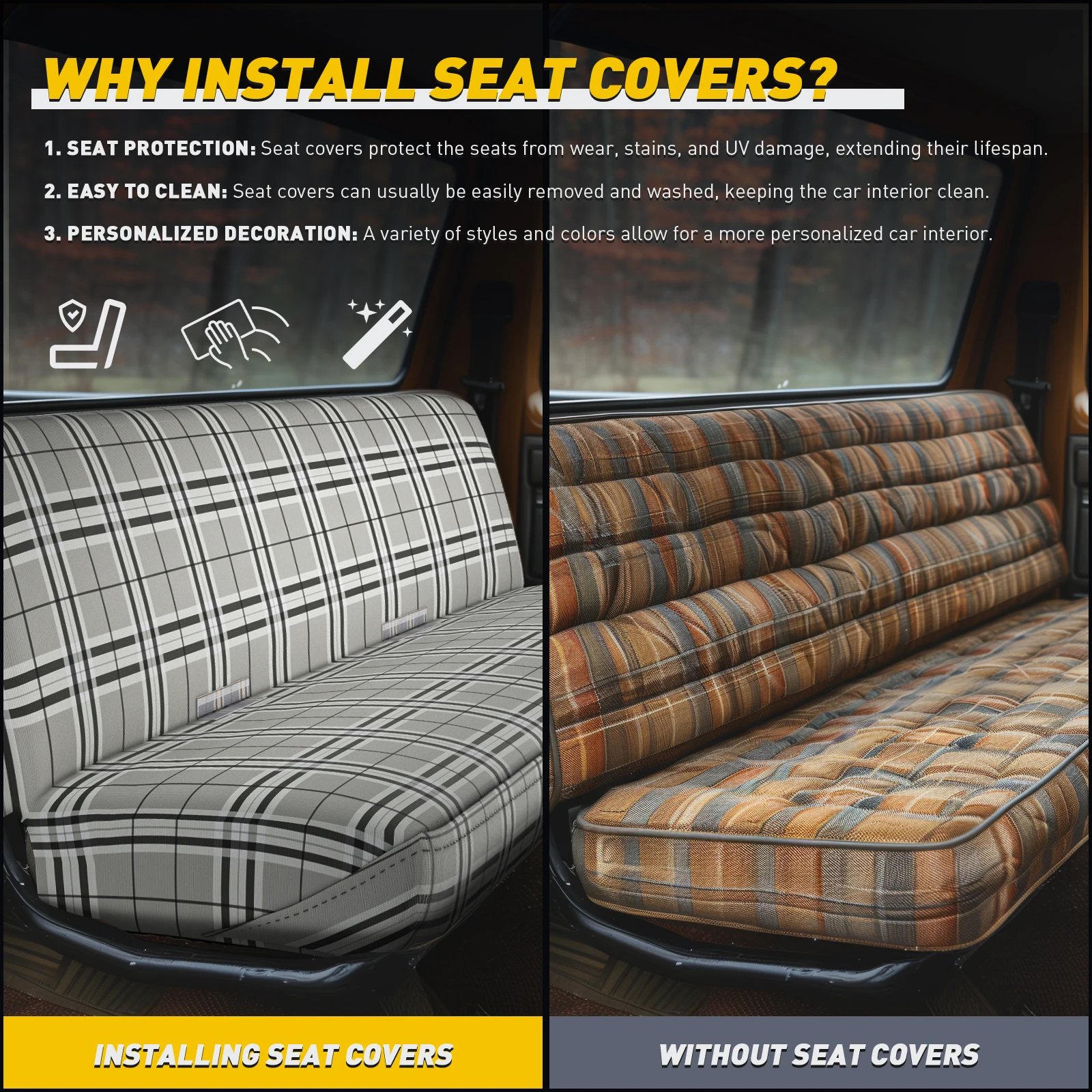 Navy Universal Car Seat Cover for Truck and Car Bench Seats That are One Piece and Durable for Long Lasting Protection