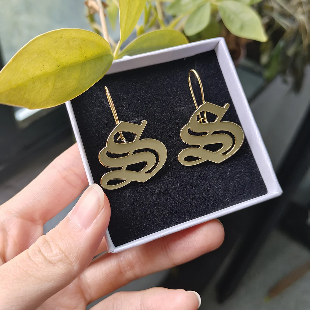 Custom Name Earrings Women's Stainless Steel Personalized A-Z Letter Long Earhooks Earrings Trend 2024 Party Jewelry Best Gifts