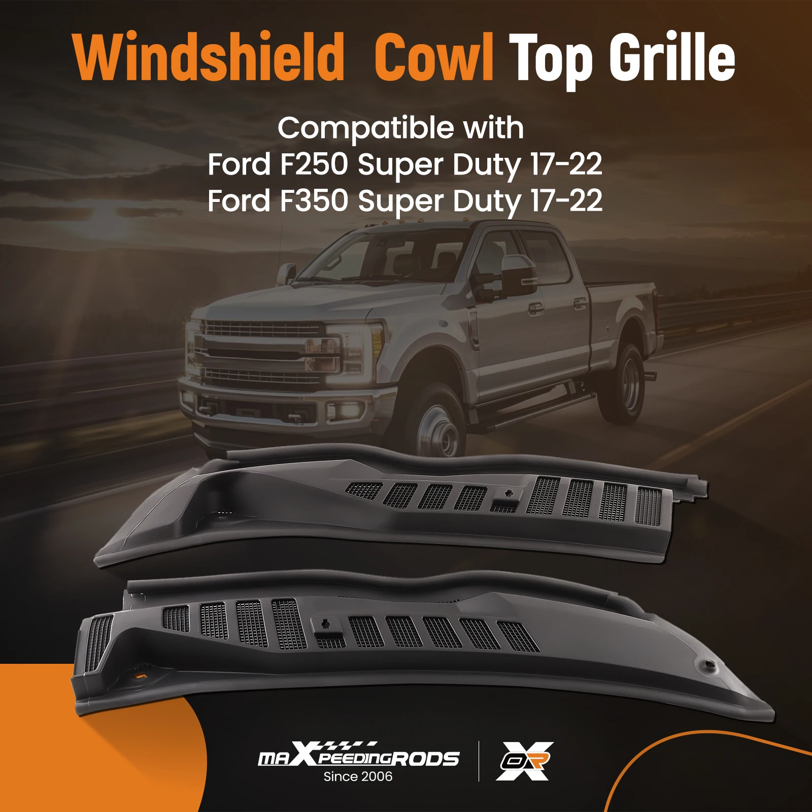 Windshield Wiper Cowl Panel Grille Set Top Cover Trim for Ford Super Duty F250 2017 2018-2020 2021 2022 HC3Z-25022A68-AA