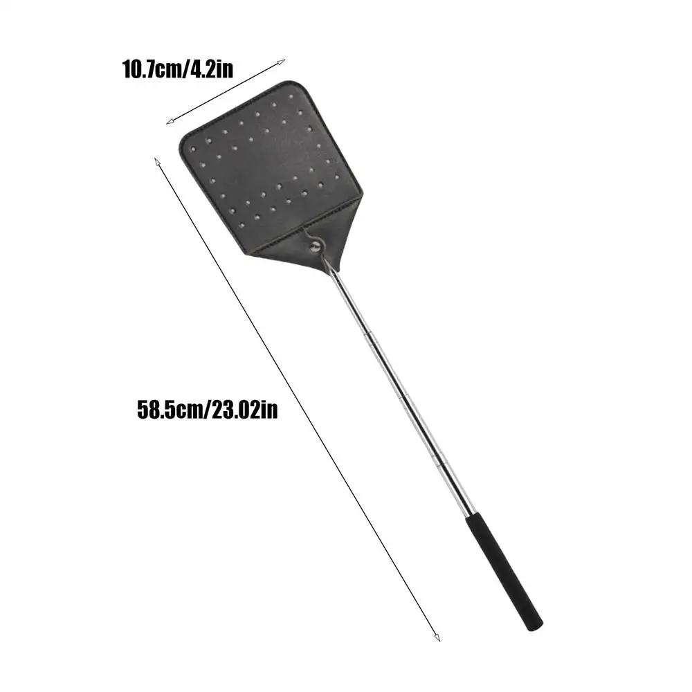 Fly Swatter Heavy Duty Retractable Flyswatter With Steel Handle Handheld Zapper Racket With Metal Handle Flying Catcher Tool For