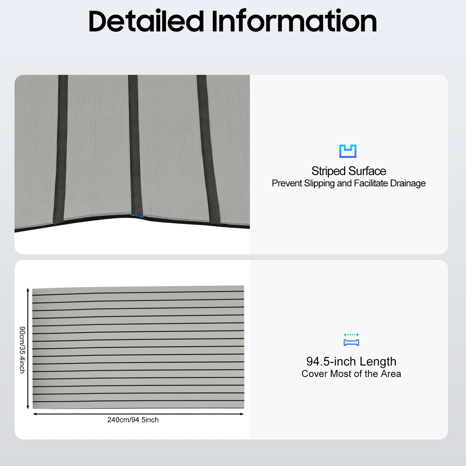 240×90x0.6cm EVA Foam Faux Teak Boat Deck Mat Decking Sheet Yacht Flooring Anti Skid Mat Self Adhesive Vehicle Pad