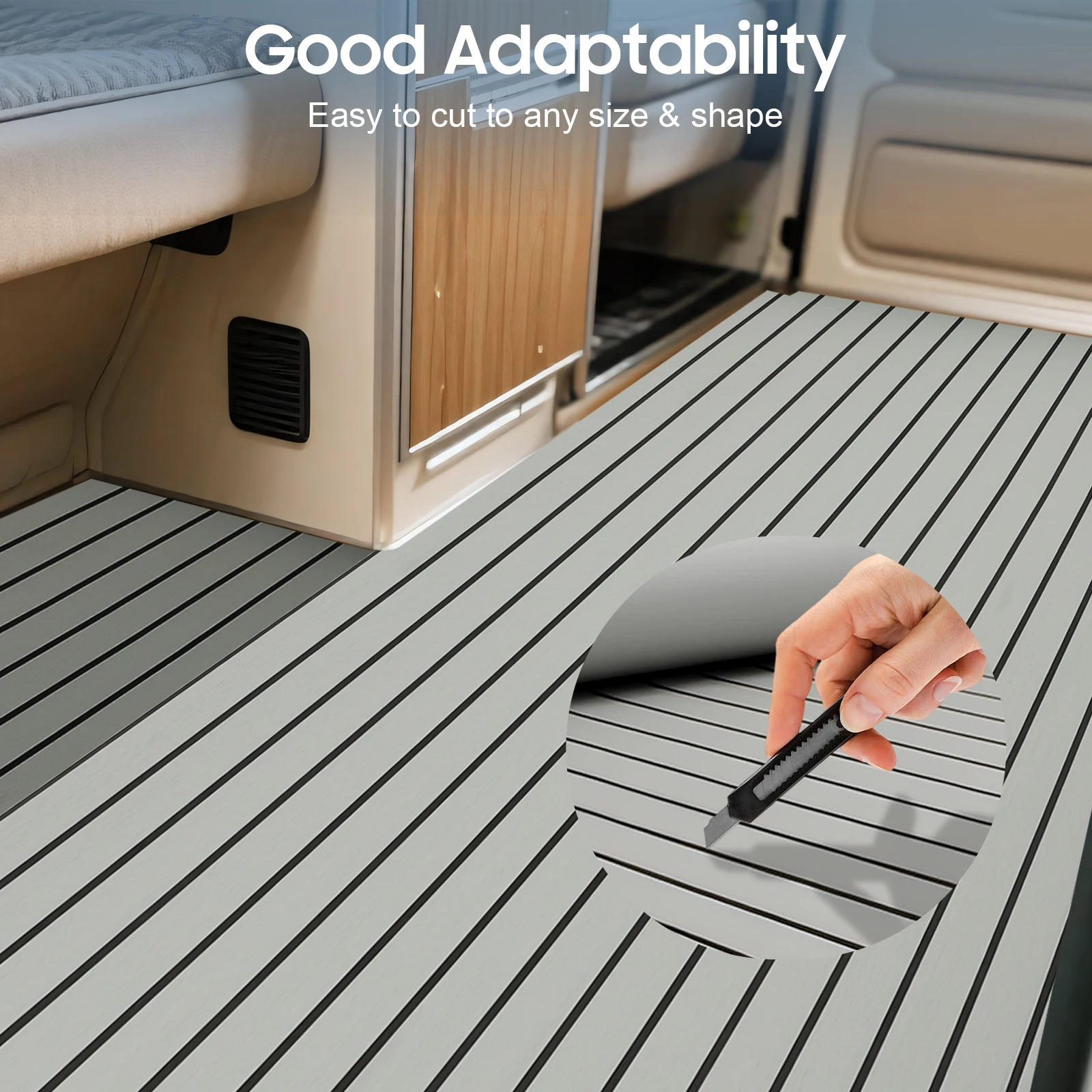240×90x0.6cm EVA Foam Faux Teak Boat Deck Mat Decking Sheet Yacht Flooring Anti Skid Mat Self Adhesive Vehicle Pad